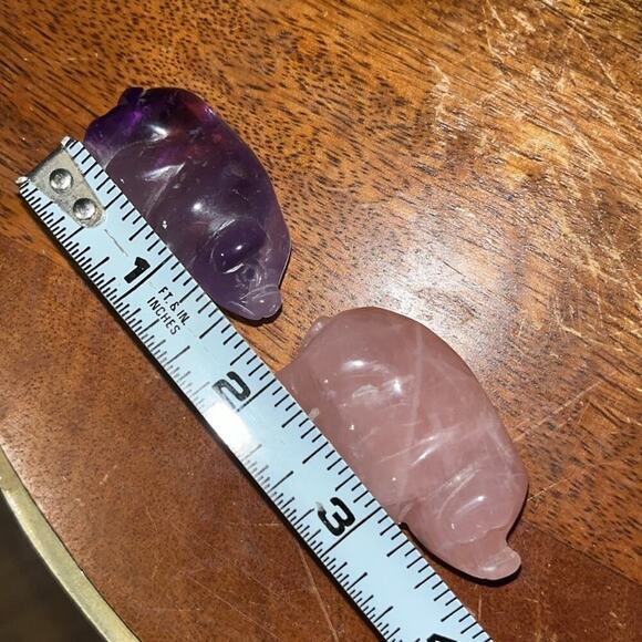 Pair natural crystal carved pigs - Picture 7 of 7